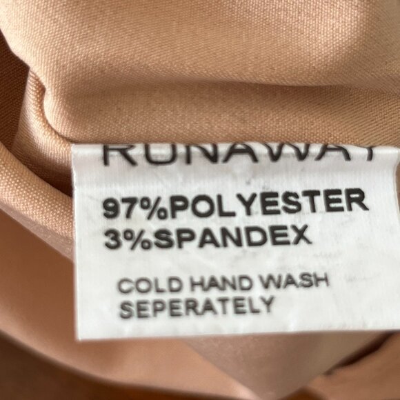 Runaway The Label Beige Mini Dress Long Bell Sleeves V-Neck Pockets Size Small S - Picture 11 of 11